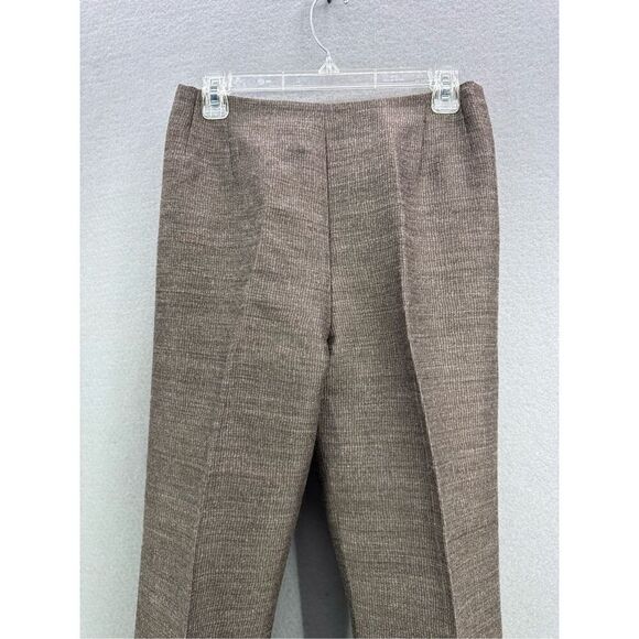 Vintage Silk & Wool Womens Tan Khaki High Waisted Pleated Trousers Pants Size 8 - Picture 2 of 10